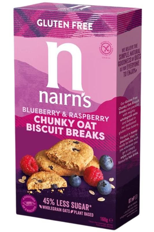 Gluten Free Blueberry & Raspberry Chunky Oat Biscuit Breaks 160g (Nairn's)