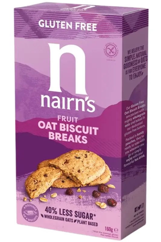 Gluten Free Oat and Fruit Biscuit Breaks 160g (Nairn's)