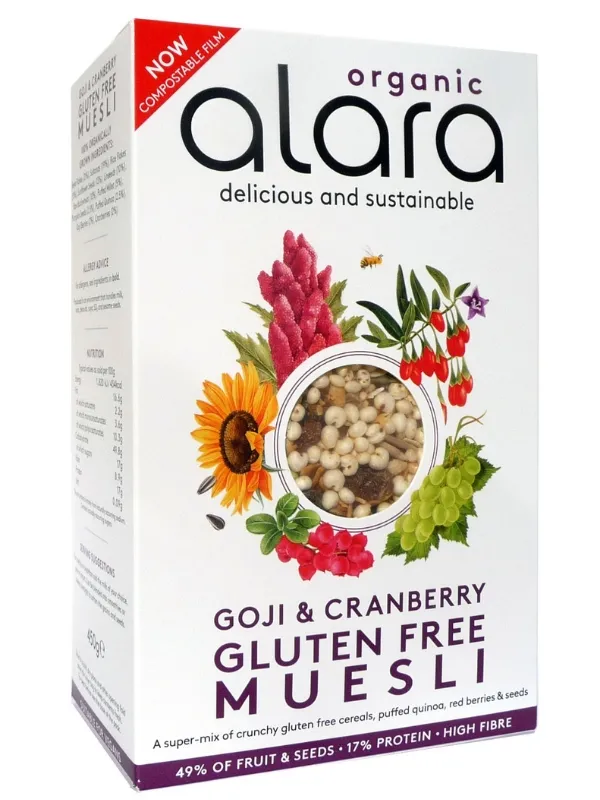 Organic Gluten-free Muesli with Goji & Cranberries 450g (Alara)