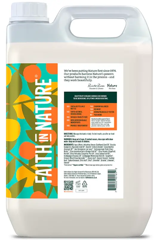 Grapefruit & Orange Hand and Body Lotion 5L (Faith In Nature)