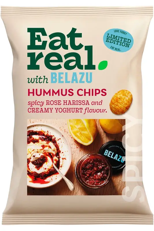 Hummus Chips Belazu Rose Harissa & Natural Yoghurt 110g (Eat Real)