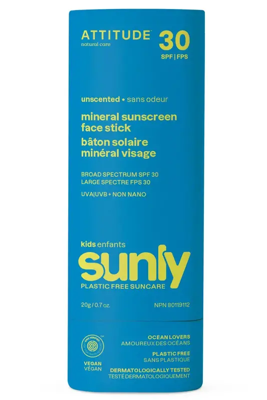 Kids Unscented Sunscreen Face Stick 30 SPF 20g (Attitude)