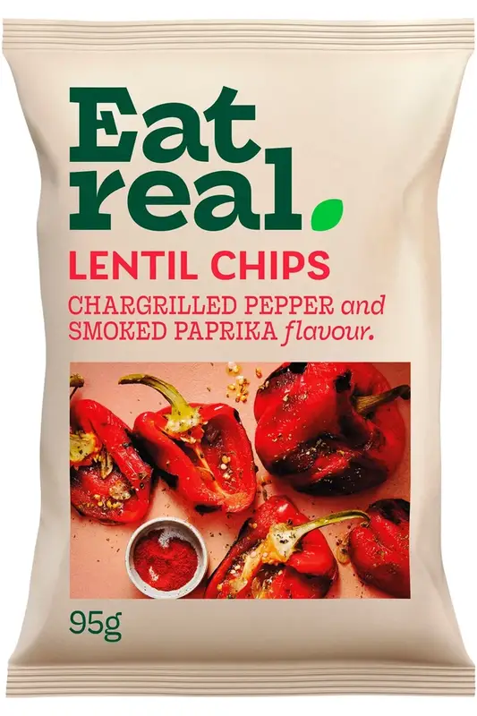 Lentil Chips Chargrilled Red Pepper 95g (Eat Real)