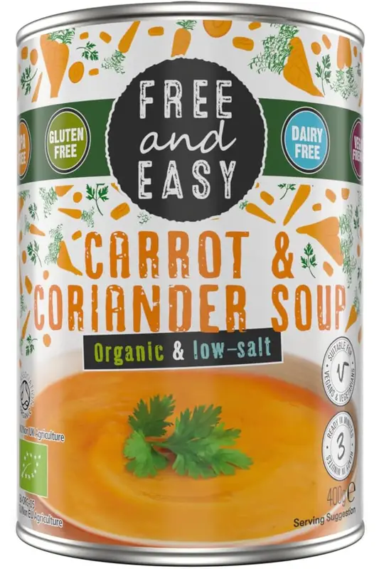 Organic Low-Salt Carrot & Coriander Soup 400g (Free & Easy)