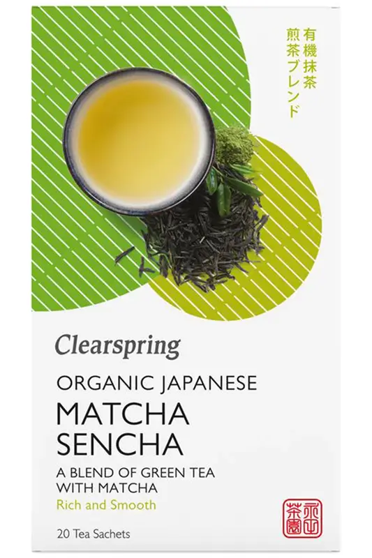 Organic Japanese Matcha Sencha 20 Tea Sachets (Clearspring)