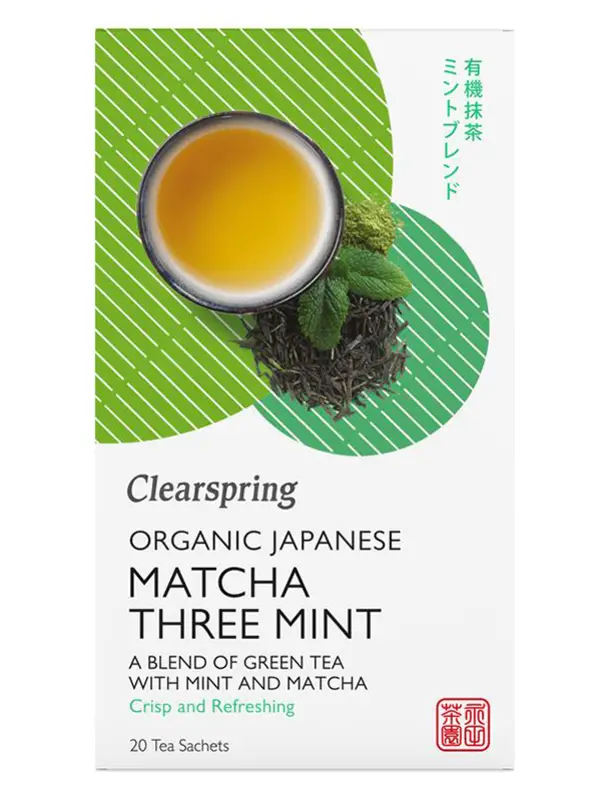 Organic Japanese Matcha Three Mint 20 Tea Sachets (Clearspring)
