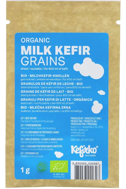 Organic Milk Kefir Grains Sachet 1g (Kefirko)