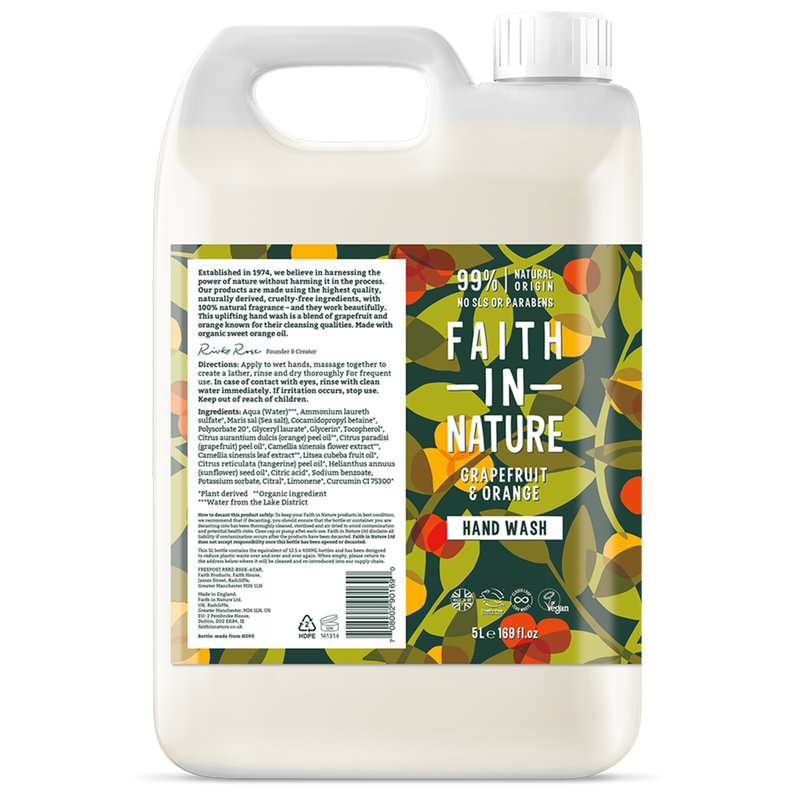 Grapefruit & Orange Hand Wash 5L (Faith in Nature)