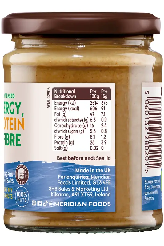 Organic Smooth Peanut Butter 280g (Meridian) UK