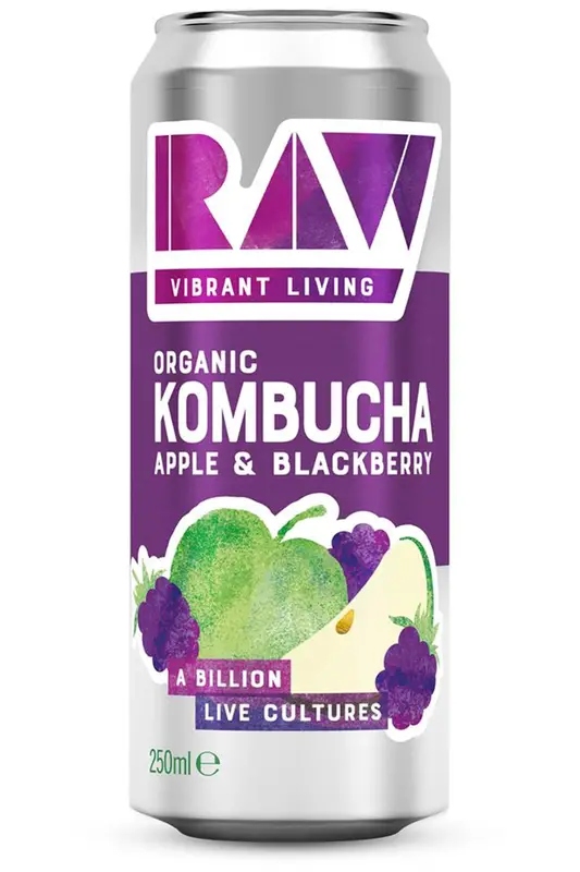 Organic Apple & Blackberry Kombucha 250ml (Raw Vibrant Living)