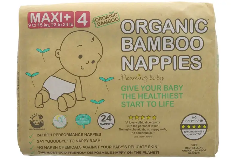 Organic Bamboo Nappies Size 4 x 24 (Beaming Baby)