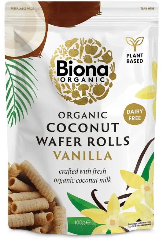 Organic Vanilla Coconut Wafer Rolls 100g (Biona)