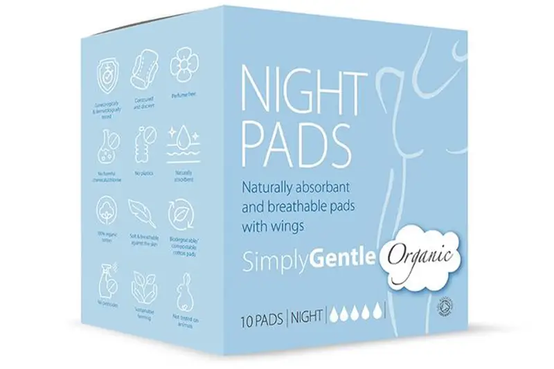 Organic Cotton Night Pads x 10 (Simply Gentle)