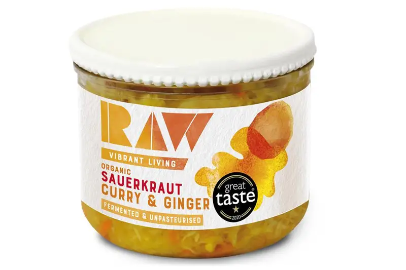 Organic Curry & Ginger Sauerkraut 410g (Raw Vibrant Living)