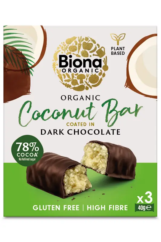 Organic Dark Chocolate Coconut Bars x 3 (Biona)