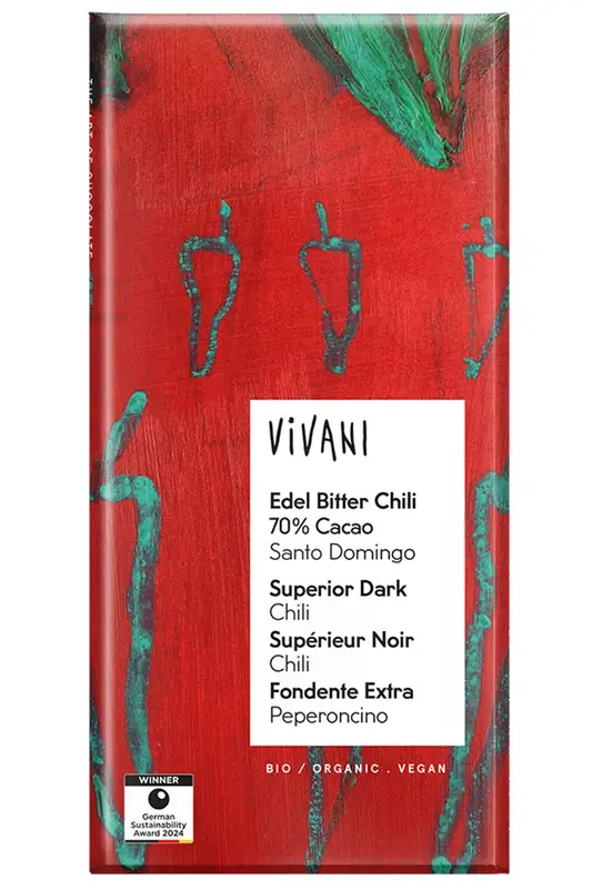 Organic Superior Dark Chili Bar 80g (Vivani)