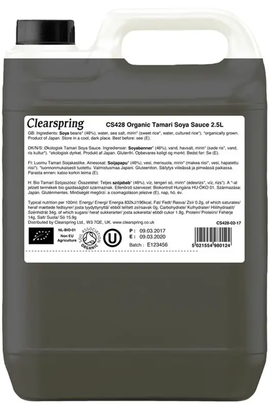 Organic Double Strength Japanese Yaemon Tamari Soya Sauce 2.5L (Clearspring)