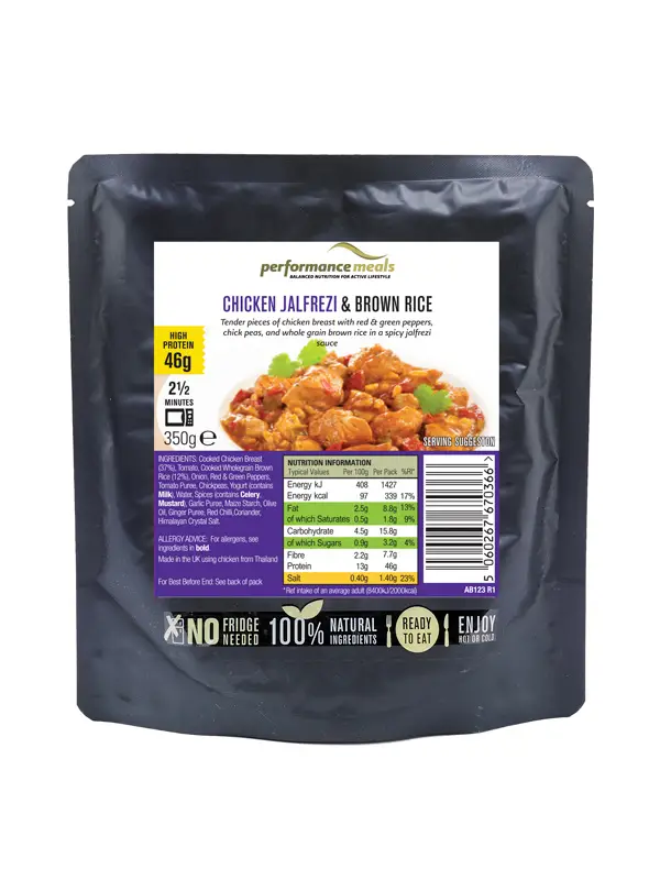 Chicken Jalfrezi with Brown Rice 350g (Performance Meals)