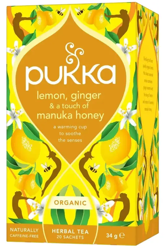 Organic Lemon, Ginger & Manuka Honey Tea 20 x Sachets (Pukka)