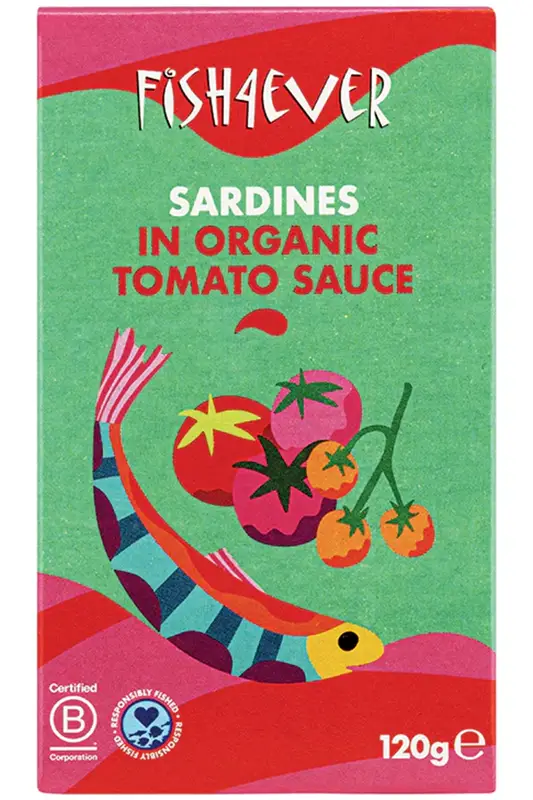 Organic Whole Sardines in Tomato Sauce 120g (Fish4Ever)