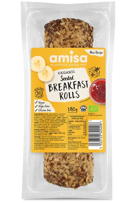 Organic Gluten Free Seeded Breakfast Rolls 180g (Amisa)