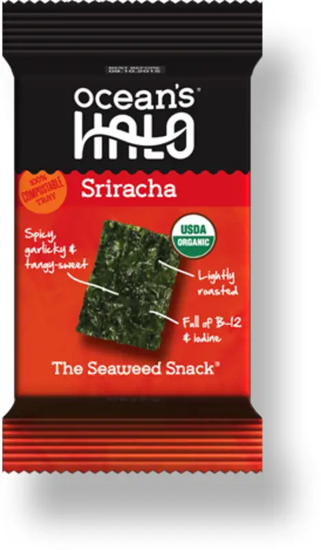 Sriracha Seaweed Snack, Organic 4g (Ocean's Halo)