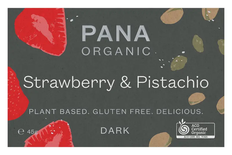 Organic Strawberry & Pistachio Chocolate Bar 45g (Pana Chocolate)