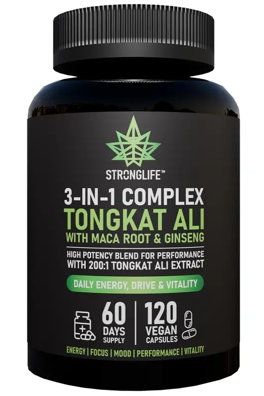 Tongkat Ali, Ginseng & Maca Root x 120 Capsules (Stronglife)