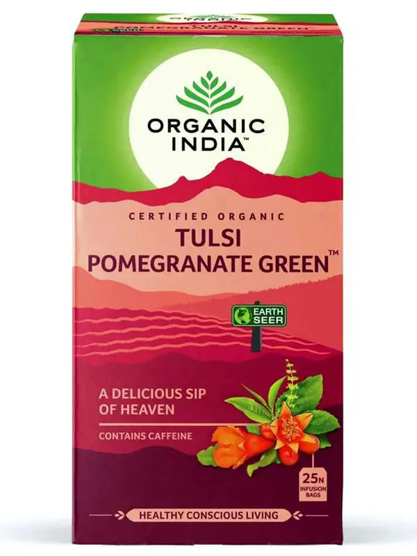 Tulsi Pomegranate Green Tea, Organic 25 Bags (Organic India)