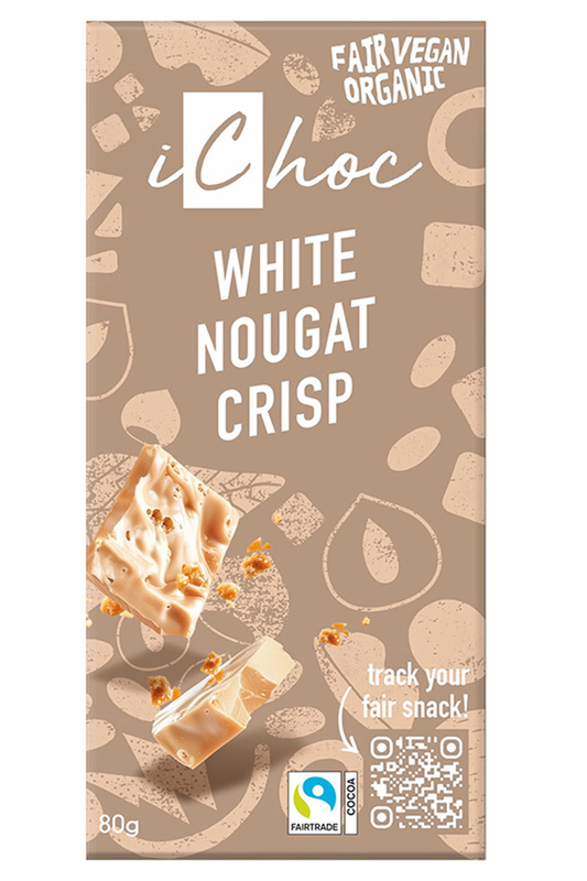 Organic White Nougat Crisp 80g (iChoc)