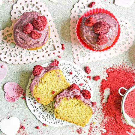 Vegan & Gluten-Free Vanilla Cupcakes with Pink Cashew Frosting