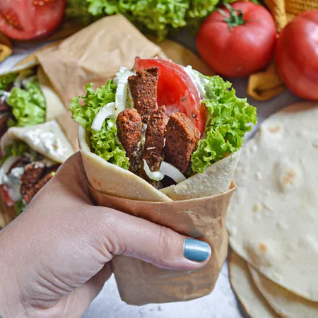 Vegan Gyros with Flatbreads and Tzatziki Sauce