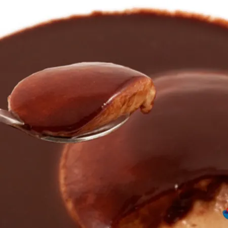 Coffee Caramel Panna cotta with Carob Sauce