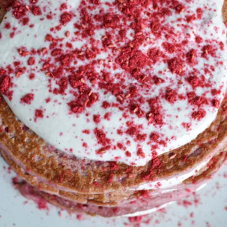 Pink Berry Pancakes with Cashew Cream
