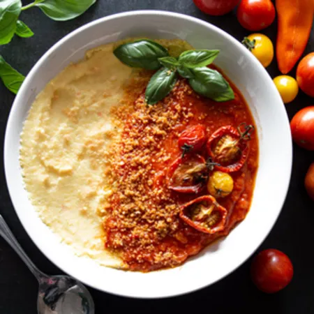 Creamy Polenta with Roasted Tomato Sauce