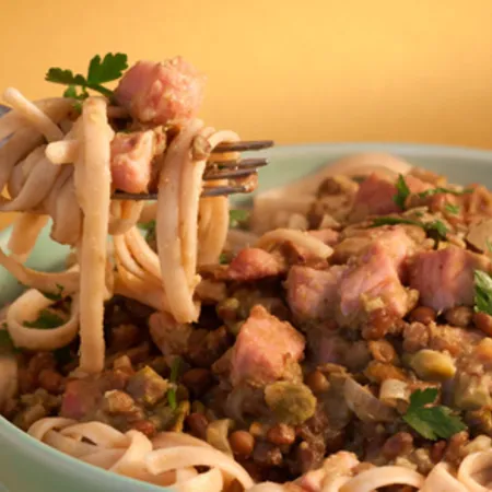 Linguine with Ham & Green Sauce