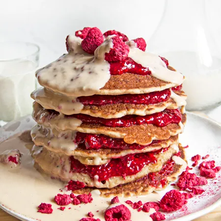Peanut Butter and Raspberry Jam Pancakes (Vegan & Gluten-Free)