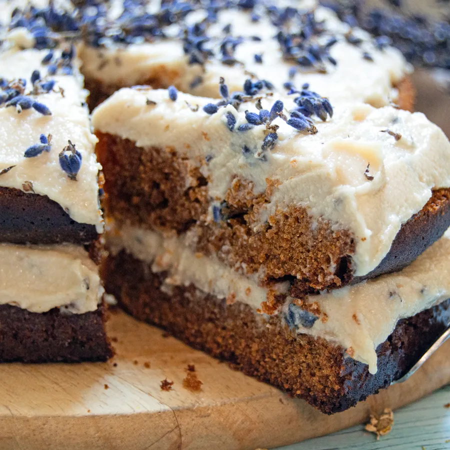 Honey Chamomile Cake with Lavender Frosting
