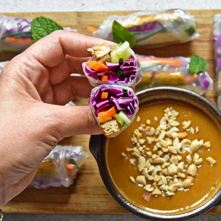 Fresh Spring Rolls with Peanut Dipping Sauce