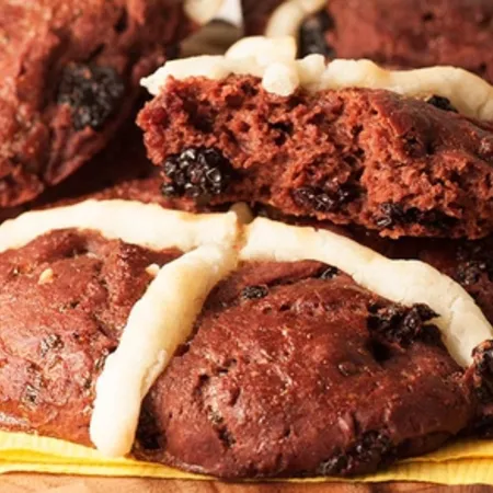Berry Choc Hot Cross Buns