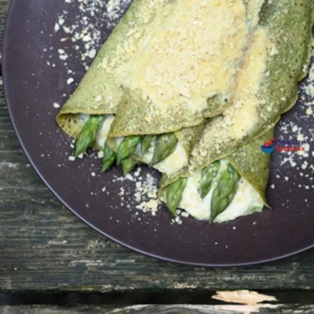 Green Asparagus Pancakes with Vegan Cheese