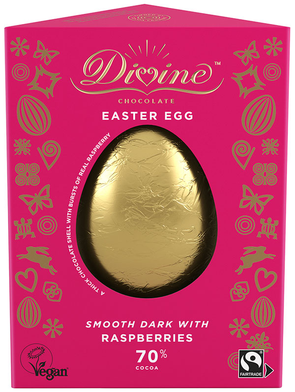 Divine Dark Chocolate With Raspberries Easter Egg Divine Dark Chocolate With Raspberries Easter Egg