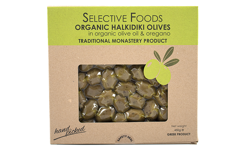 Organic Halkidiki Olives in Olive Oil & Oregano 450g (Selective Foods