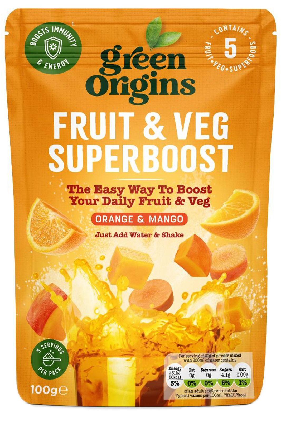 Fruit & Veg Superboost Orange & Mango 100g (Green Origins) | Healthy ...
