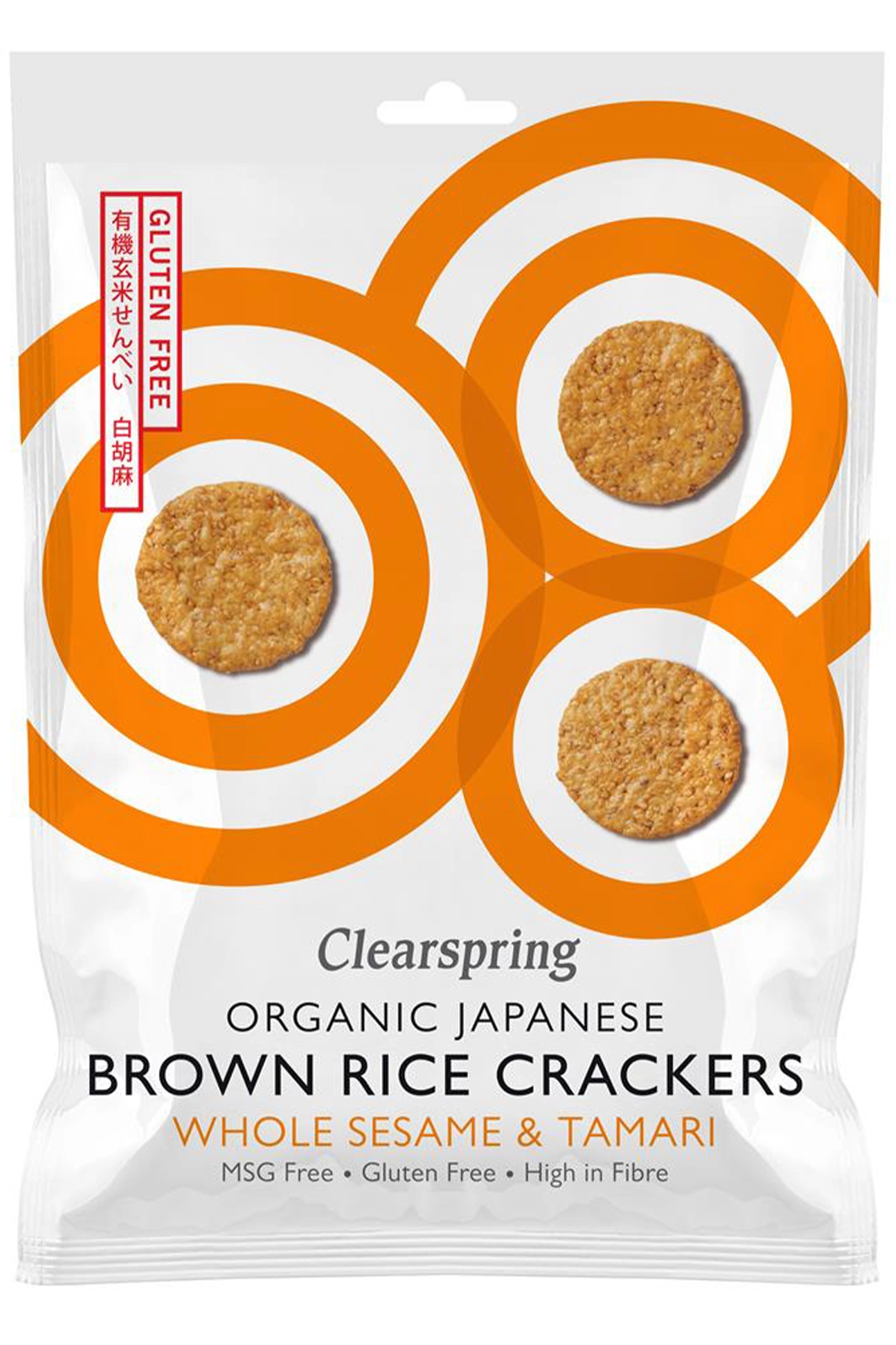 Organic Japanese Brown Rice Crackers Whole Sesame & Tamari 40g ...