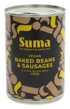 Baked Bean and Vegan Sausages 400g (Suma)