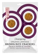 Organic Japanese Brown Rice Crackers Black Pepper & Tamari 40g (Clearspring)