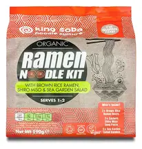 Organic Brown Rice Ramen Kit Shiro Miso and Sea Garden Salad 190g (King Soba)