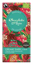 Creamy Dark Chocolate with Cocoa Nibs, Organic 80g (Chocolate and Love)