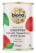 Organic Chopped Peeled Tomatoes with Basil 400g (Biona)